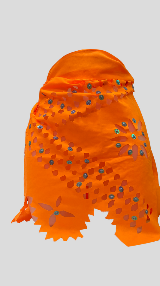 Orange Single Open Skirt Scarfs With Beads