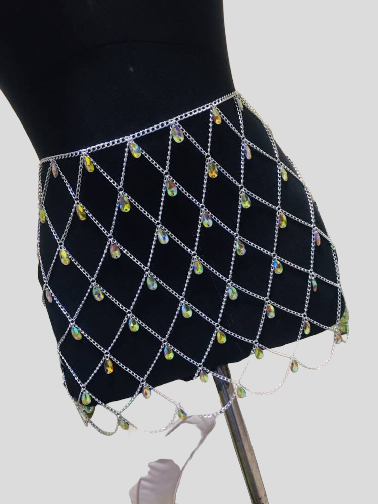 Nabu Single Silver Chain With Beads Skirt